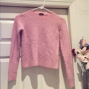 Pink J Crew Cable Knit Crop Sweater 🌸